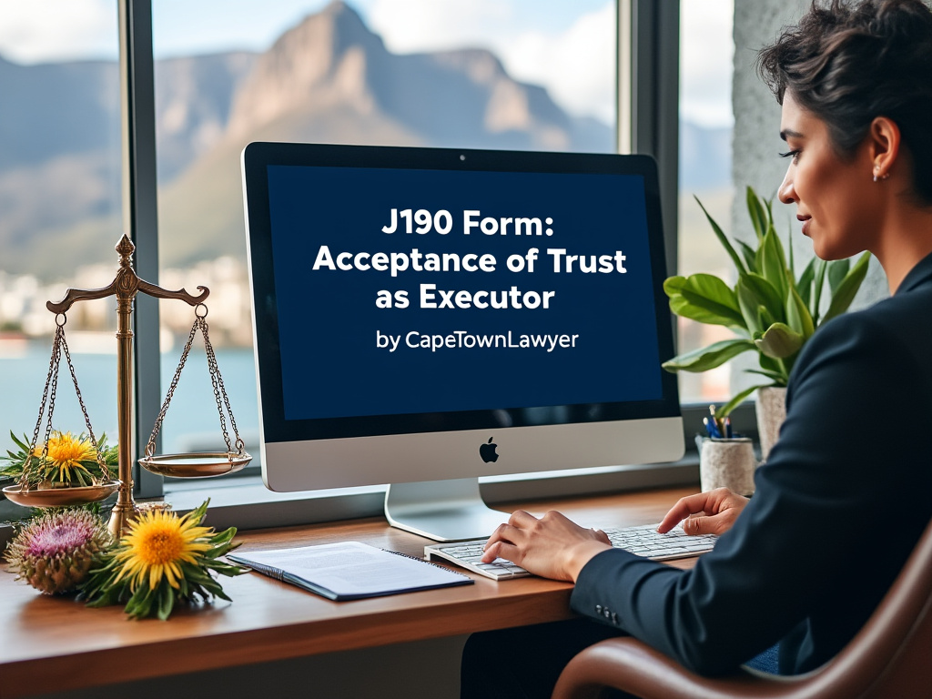 Lawyer reading J190 form - acceptance of Trust as Executor, by CapeTownLawyer