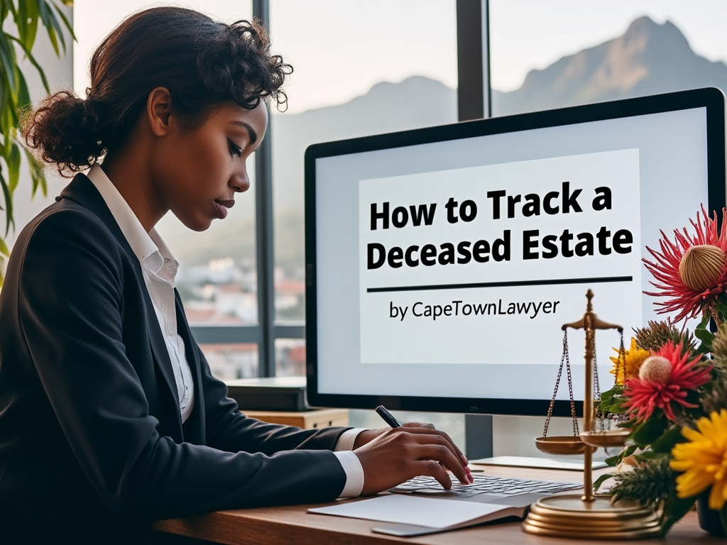 Lawyer reading on computer about how to track a deceased estate, by CapeTownLawyer