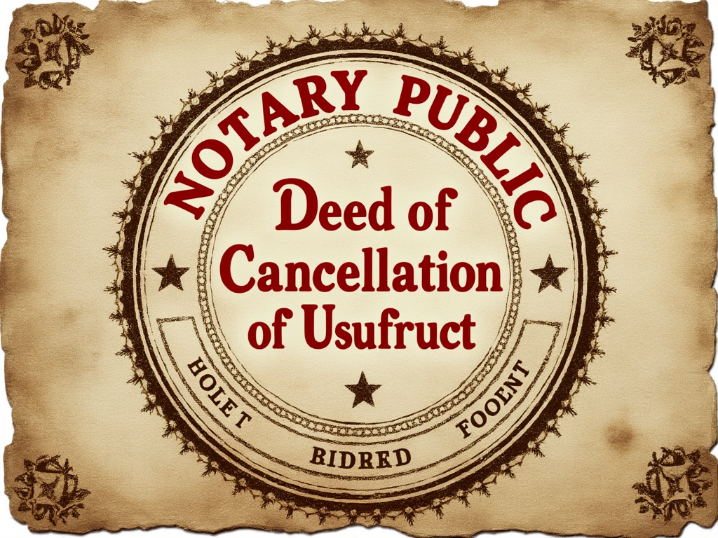 Notarial stamp for deed of cancellation of usufruct