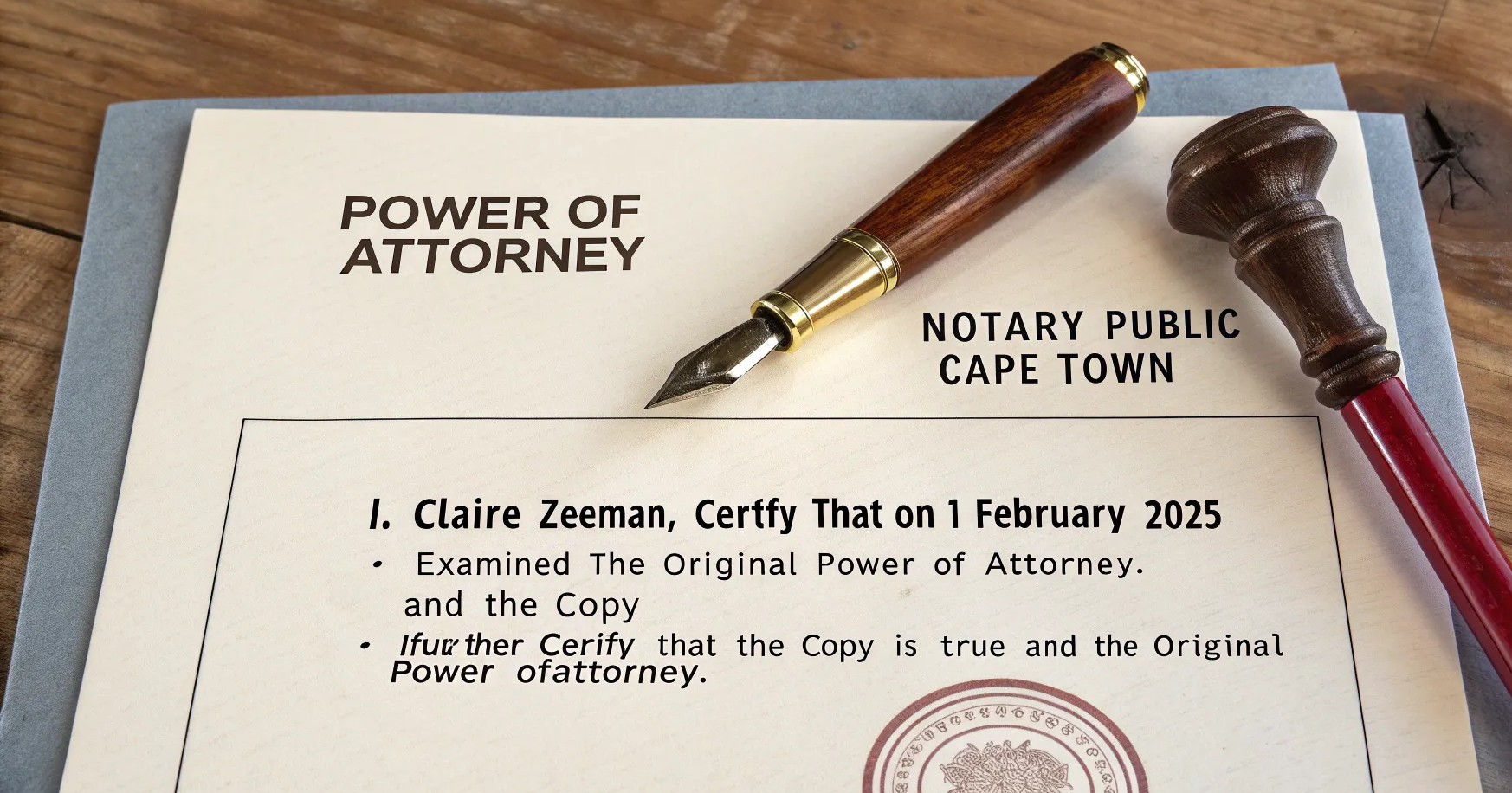 Power of Attorney stamped by a Cape Town Notary Public