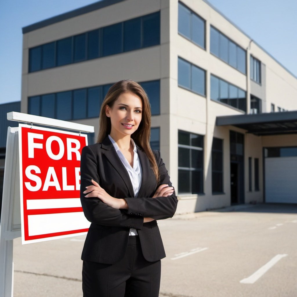 Commercal property with a for sale sign and a conveyancng lawyer