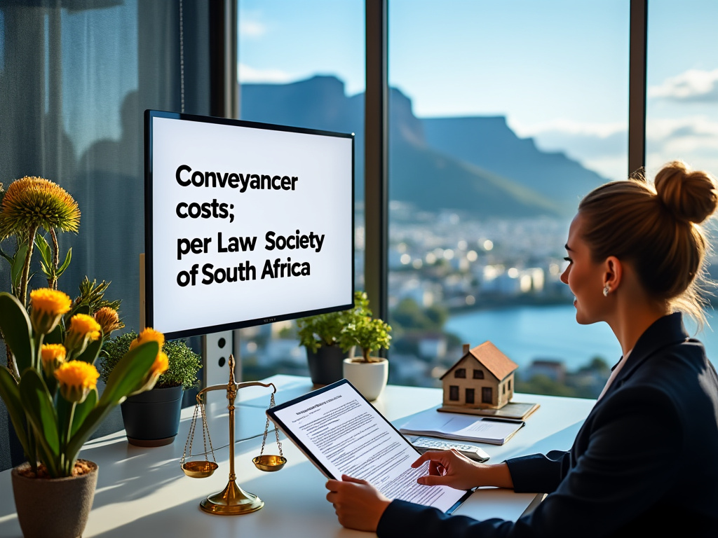 Lawyer at desk studying Conveyancer costs, per the Law Society of South Africa