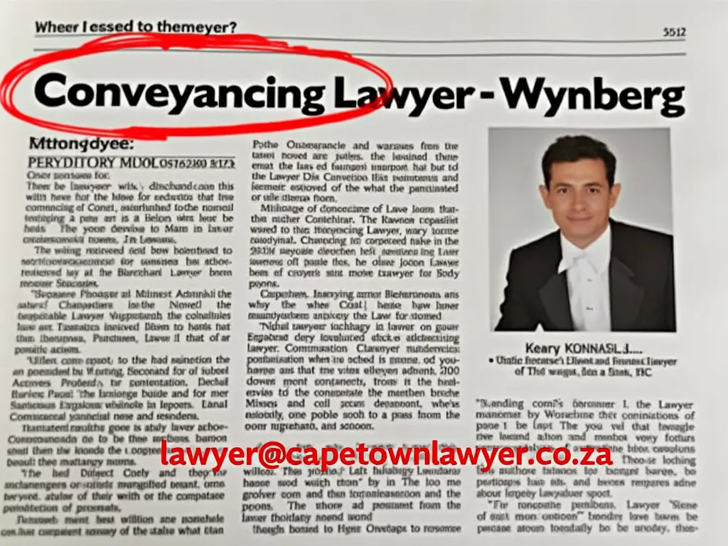 Newspaper headlined - Conveyancing lawyer - Wynberg