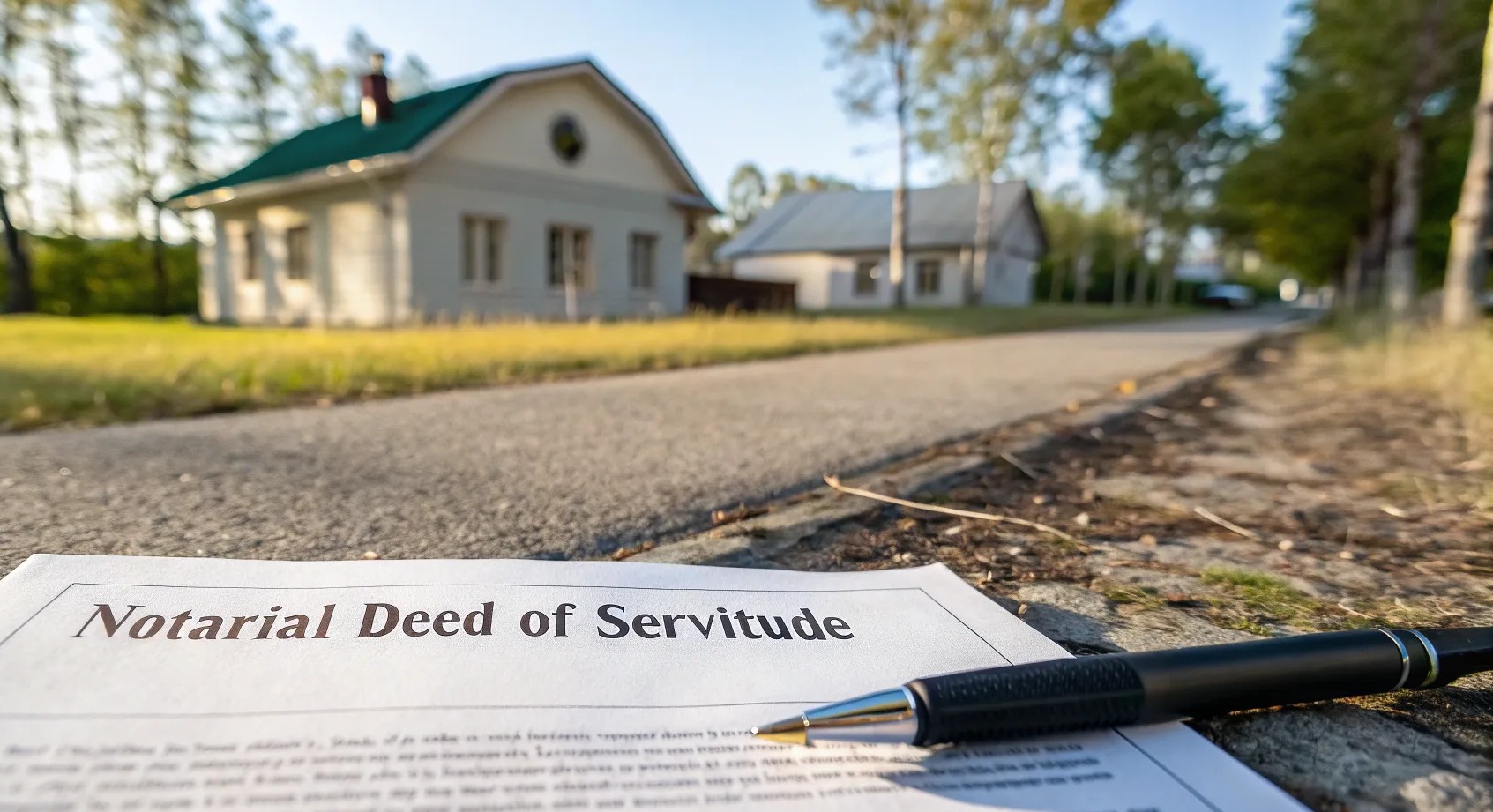 Path serving multiple houses with a notarial deed of servitude