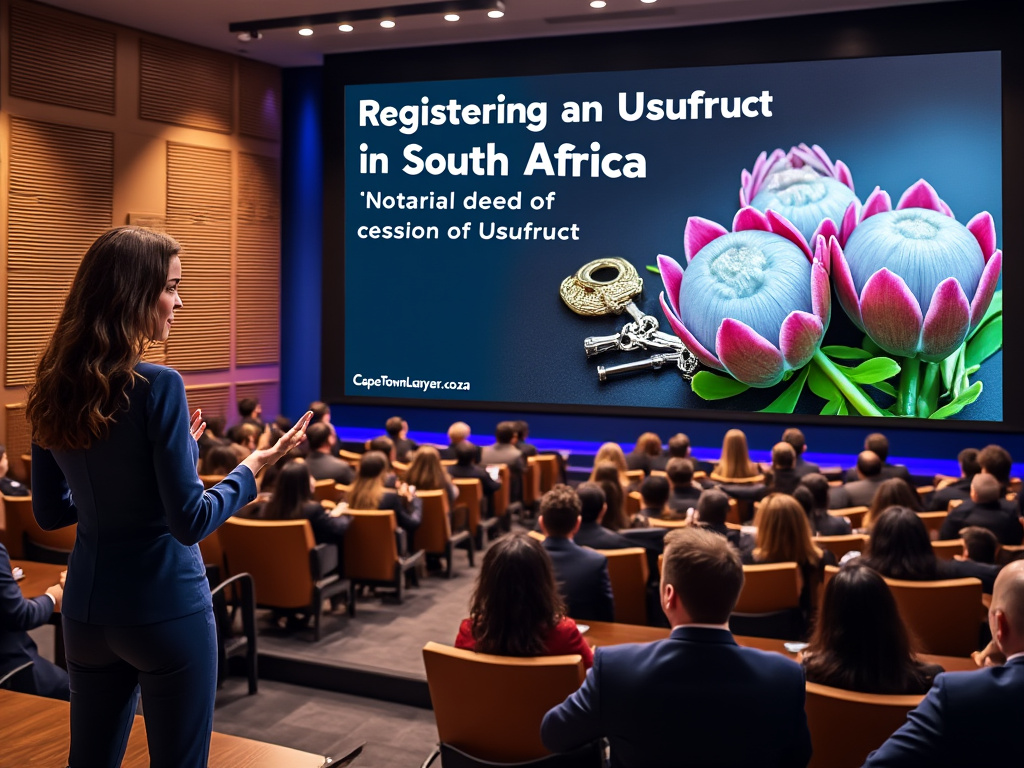 Cape Town lawyer presenting on registering an usufruct in South Africa; with a notarial deed of cession of Usufruct
